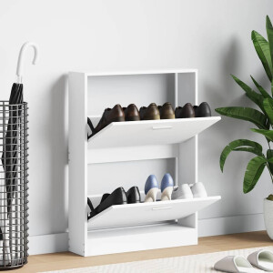 vidaXL Schoenenkast Wit 59x17x81 cm Bewerkt Hout