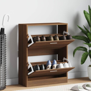 vidaXL Schoenenkast 63x24x81 cm bewerkt hout bruin eikenkleur
