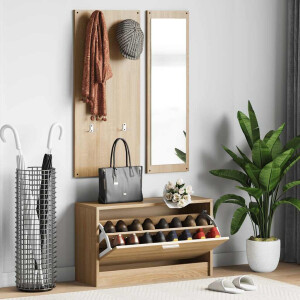 vidaXL 3-in-1 schoenenkastset Sonoma eiken bewerkt hout