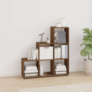 vidaXL Boekenkast trapvormig 107 cm bewerkt hout bruin eikenkleur