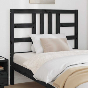 vidaXL Hoofdbord 106x4x100 cm massief grenenhout zwart