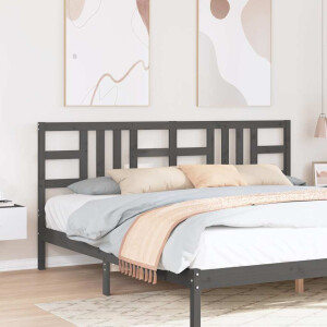 vidaXL Hoofdbord 206x4x100 cm massief grenenhout grijs