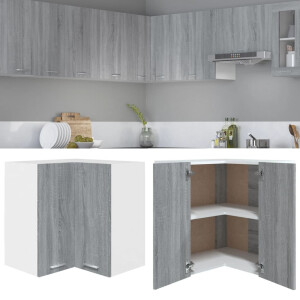 vidaXL Hanghoekkast Lyon 57x57x60 cm bewerkt hout grijs sonoma eikenkleurig