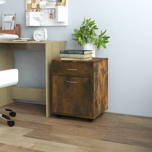 vidaXL Rolkast 45x38x54 cm bewerkt hout gerookt eikenkleurig