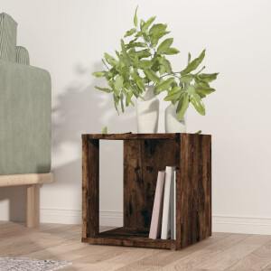 vidaXL Bijzettafel 33x33x34,5 cm bewerkt hout gerookt eikenkleurig