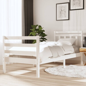 vidaXL Bedframe massief hout wit 90x190 cm