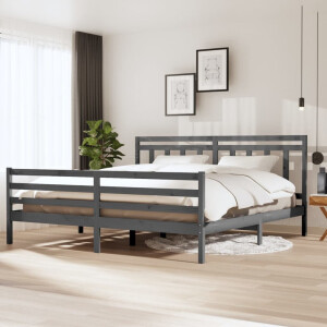 vidaXL Bedframe massief hout grijs 200x200 cm