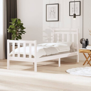 vidaXL Bedframe massief hout wit 90x190 cm