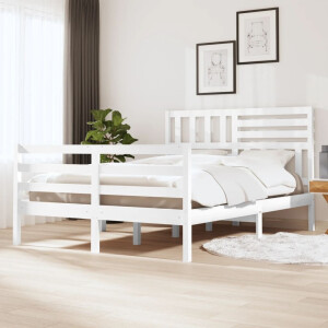 vidaXL Bedframe massief grenenhout wit 160x200 cm