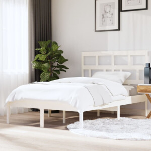 vidaXL Bedframe massief hout wit 150x200 cm