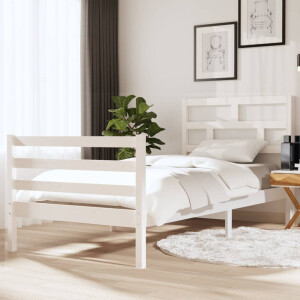 vidaXL Bedframe massief hout wit 90x190 cm