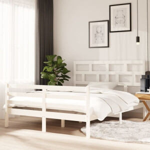 vidaXL Bedframe massief hout wit 150x200 cm