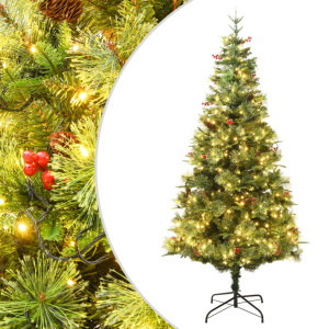 vidaXL Kerstboom met LED en dennenappels 120 cm PVC en PE groen