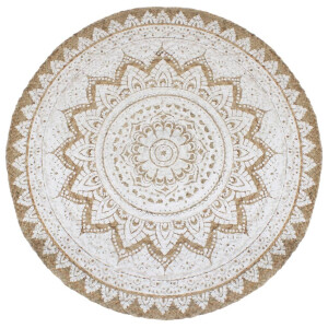 vidaXL Tapijt met print rond 240 cm gevlochten jute