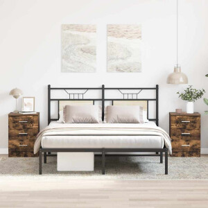 vidaXL Nachtkastjes 2 st 38x35x56 cm bewerkt hout gerookt eikenkleurig