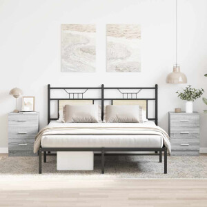 vidaXL Nachtkastjes 2 st 38x35x56 cm bewerkt hout grijs sonoma eiken