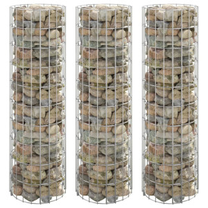 vidaXL Gabion plantenbakken 3 st rond verhoogd Ø30x100 cm staal