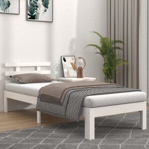 vidaXL Bedframe massief hout wit 90x190 cm