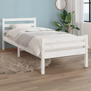 vidaXL Bedframe massief hout wit 100x200 cm