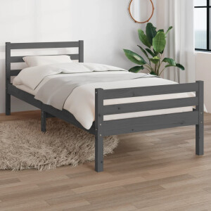 vidaXL Bedframe massief hout grijs 100x200 cm