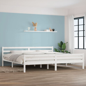 vidaXL Bedframe massief hout wit 200x200 cm