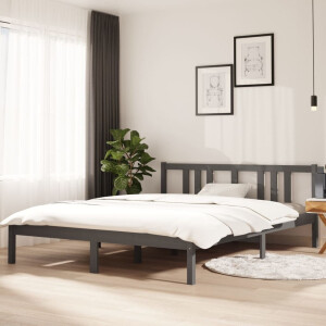 vidaXL Bedframe massief hout grijs 150x200 cm