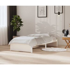 vidaXL Bedframe massief hout wit 90x200 cm