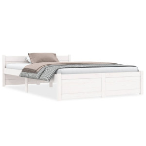 vidaXL Bedframe massief hout wit 120x190 cm 4FT Small Double