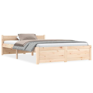 vidaXL Bedframe massief hout 135x190 cm Double