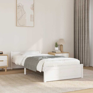 vidaXL Bedframe massief hout wit 100x200 cm
