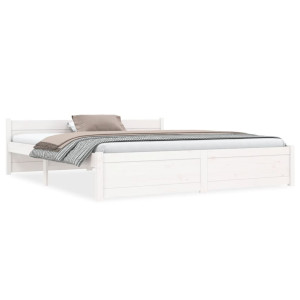 vidaXL Bedframe massief hout wit 150x200 cm