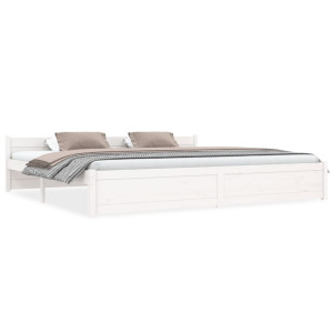 vidaXL Bedframe massief hout wit 200x200 cm