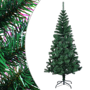 vidaXL Kunstkerstboom met iriserende uiteinden 210 cm PVC groen