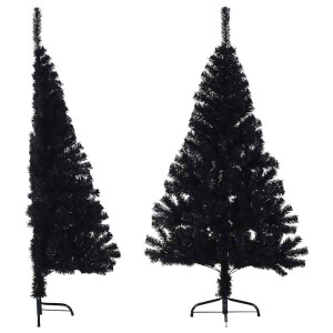 vidaXL Kunstkerstboom met standaard half 150 cm PVC zwart