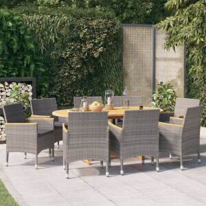 vidaXL 9-delige Tuinset met <a title="kussens vergelijken" href="https://furn.nl/kussens">kussens</a> grijs