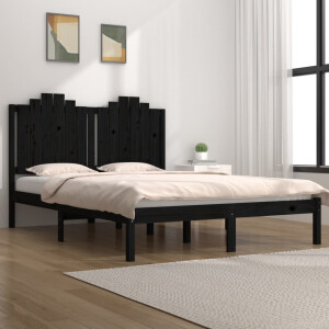 vidaXL Bedframe massief grenenhout zwart 140x190 cm