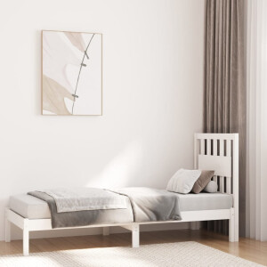 vidaXL Bedframe massief grenenhout wit 75x190 cm