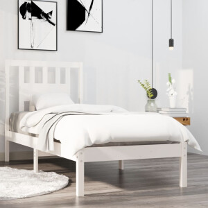 vidaXL Bedframe massief hout wit 90x190 cm