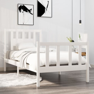 vidaXL Bedframe massief hout wit 90x190 cm