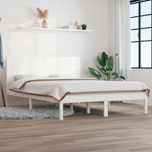 vidaXL Bedframe zonder matras massief grenenhout wit 140x200 cm