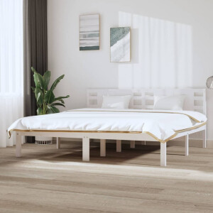 vidaXL Bedframe zonder matras massief grenenhout wit 200x200 cm