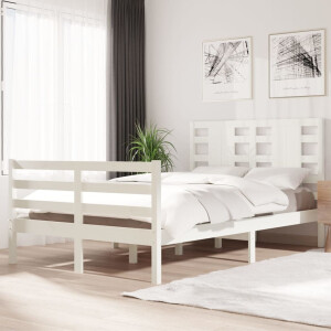 vidaXL Bedframe zonder matras massief grenenhout wit 120x200 cm
