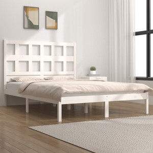 vidaXL Bedframe zonder matras massief grenenhout wit 140x190 cm
