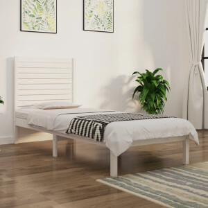vidaXL Bedframe massief hout wit 90x190 cm