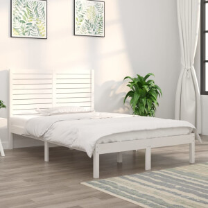 vidaXL Bedframe massief hout wit 140x190 cm