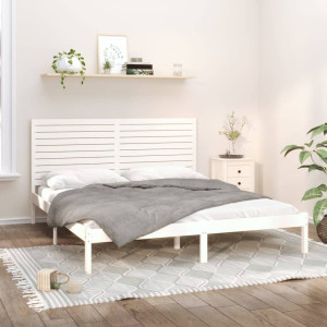 vidaXL Bedframe massief hout wit 180x200 cm Super King