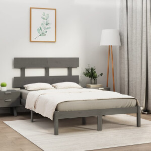 vidaXL Bedframe massief hout grijs 200x200 cm