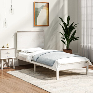 vidaXL Bedframe massief hout wit 90x190 cm