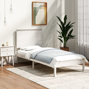 vidaXL Bedframe zonder matras massief grenenhout wit 90x200 cm