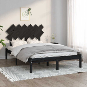 vidaXL Bedframe massief hout zwart 135x190 cm